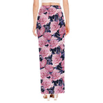 Vintage Pink Peony Floral Print High Slit Maxi Skirt