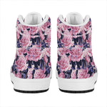 Vintage Pink Peony Floral Print High Top Leather Sneakers