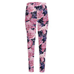 Vintage Pink Peony Floral Print High-Waisted Pocket Leggings