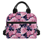 Vintage Pink Peony Floral Print Insulated Lunch Bag