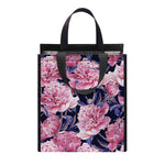 Vintage Pink Peony Floral Print Insulated Lunch Tote