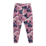 Vintage Pink Peony Floral Print Jogger Pants
