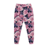 Vintage Pink Peony Floral Print Jogger Pants