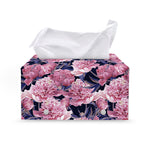 Vintage Pink Peony Floral Print Leather Tissue Box Cover