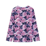 Vintage Pink Peony Floral Print Long Sleeve Short Coat