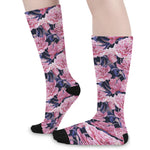 Vintage Pink Peony Floral Print Long Socks