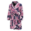 Vintage Pink Peony Floral Print Men's Bathrobe