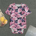 Vintage Pink Peony Floral Print Men's Bodysuit
