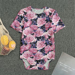 Vintage Pink Peony Floral Print Men's Bodysuit