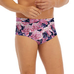 Vintage Pink Peony Floral Print Men's Briefs