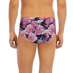 Vintage Pink Peony Floral Print Men's Briefs