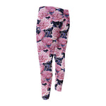 Vintage Pink Peony Floral Print Men's Compression Pants