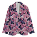 Vintage Pink Peony Floral Print Men's Cotton Blazer