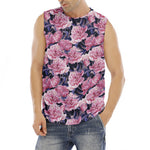 Vintage Pink Peony Floral Print Men's Fitness Tank Top
