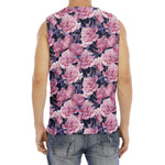 Vintage Pink Peony Floral Print Men's Fitness Tank Top