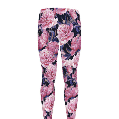 Vintage Pink Peony Floral Print Men's leggings