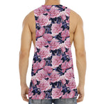 Vintage Pink Peony Floral Print Men's Muscle Tank Top