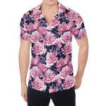 Vintage Pink Peony Floral Print Men's Shirt
