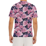 Vintage Pink Peony Floral Print Men's Short Sleeve Rash Guard