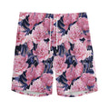 Vintage Pink Peony Floral Print Men's Athletic Shorts