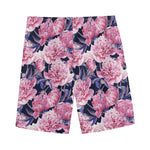 Vintage Pink Peony Floral Print Men's Sports Shorts