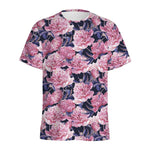 Vintage Pink Peony Floral Print Men's Sports T-Shirt