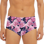 Vintage Pink Peony Floral Print Men's Triangle Swim Briefs