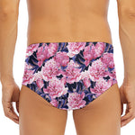 Vintage Pink Peony Floral Print Men's Triangle Swim Briefs