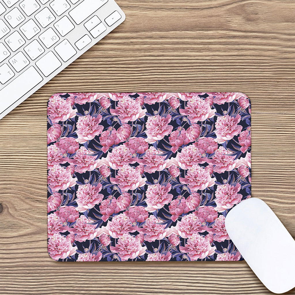 Vintage Pink Peony Floral Print Mouse Pad