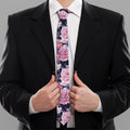 Vintage Pink Peony Floral Print Necktie