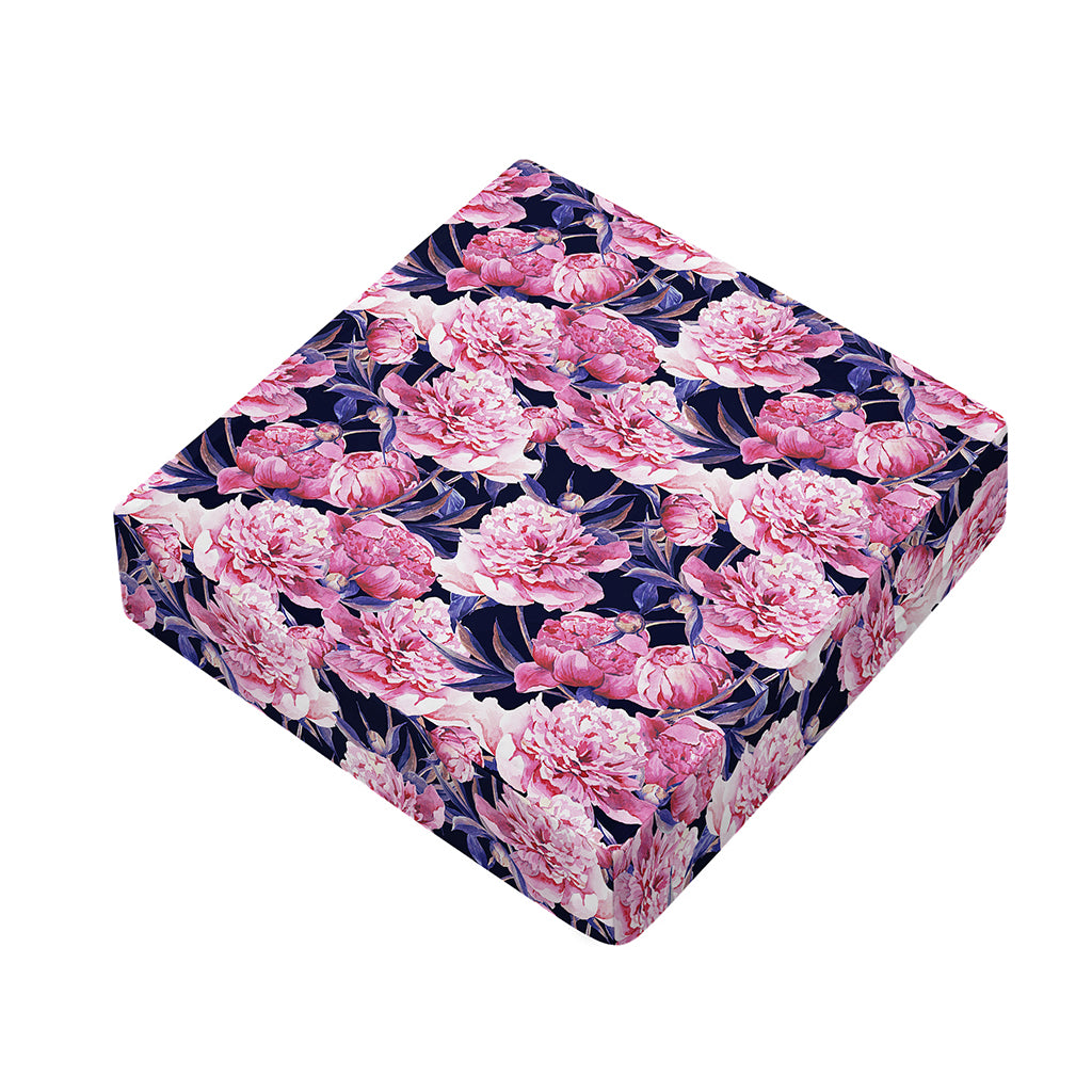 Vintage Pink Peony Floral Print Outdoor Seat Cushion Cover