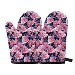 Vintage Pink Peony Floral Print Oven Mitts
