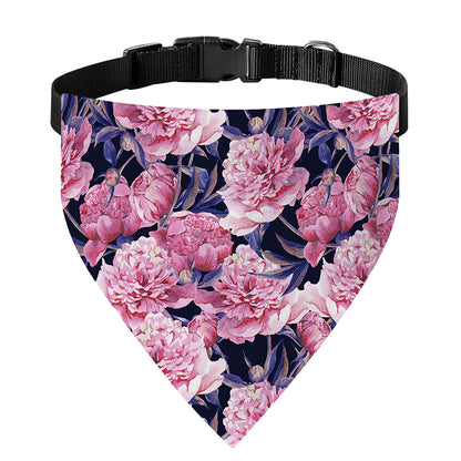 Vintage Pink Peony Floral Print Over The Collar Dog Bandana