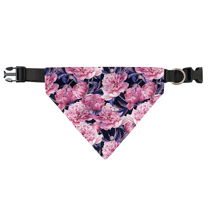Vintage Pink Peony Floral Print Over The Collar Dog Bandana