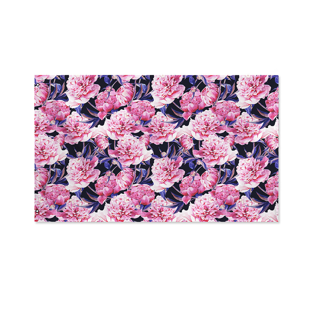 Vintage Pink Peony Floral Print Polyester Flag