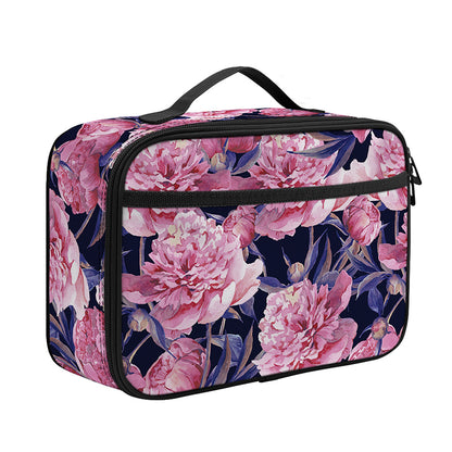 Vintage Pink Peony Floral Print Portable Lunch Bag