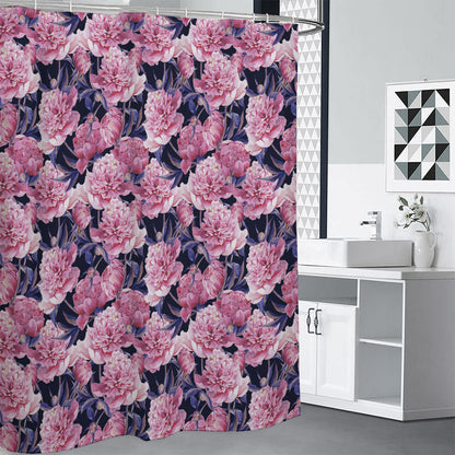 Vintage Pink Peony Floral Print Premium Shower Curtain