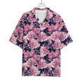 Vintage Pink Peony Floral Print Rayon Hawaiian Shirt