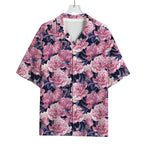 Vintage Pink Peony Floral Print Rayon Hawaiian Shirt