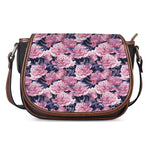 Vintage Pink Peony Floral Print Saddle Bag