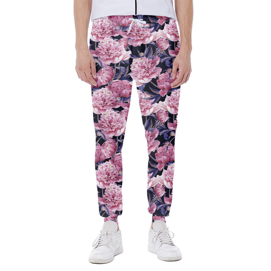 Vintage Pink Peony Floral Print Scuba Joggers