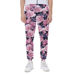 Vintage Pink Peony Floral Print Scuba Joggers