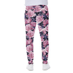 Vintage Pink Peony Floral Print Scuba Joggers