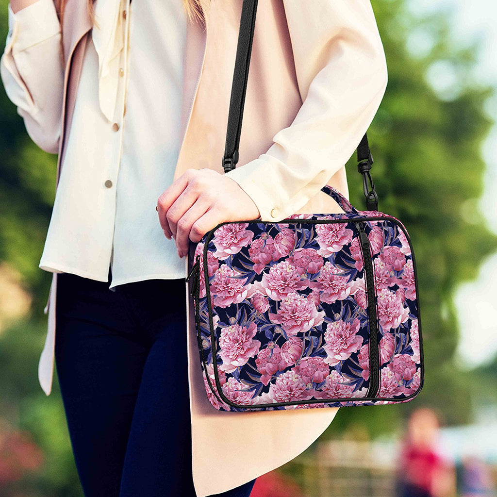 Vintage Pink Peony Floral Print Shoulder Strap Bible Bag