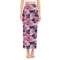 Vintage Pink Peony Floral Print Side Slit Maxi Skirt