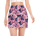 Vintage Pink Peony Floral Print Side Slit Mini Skirt