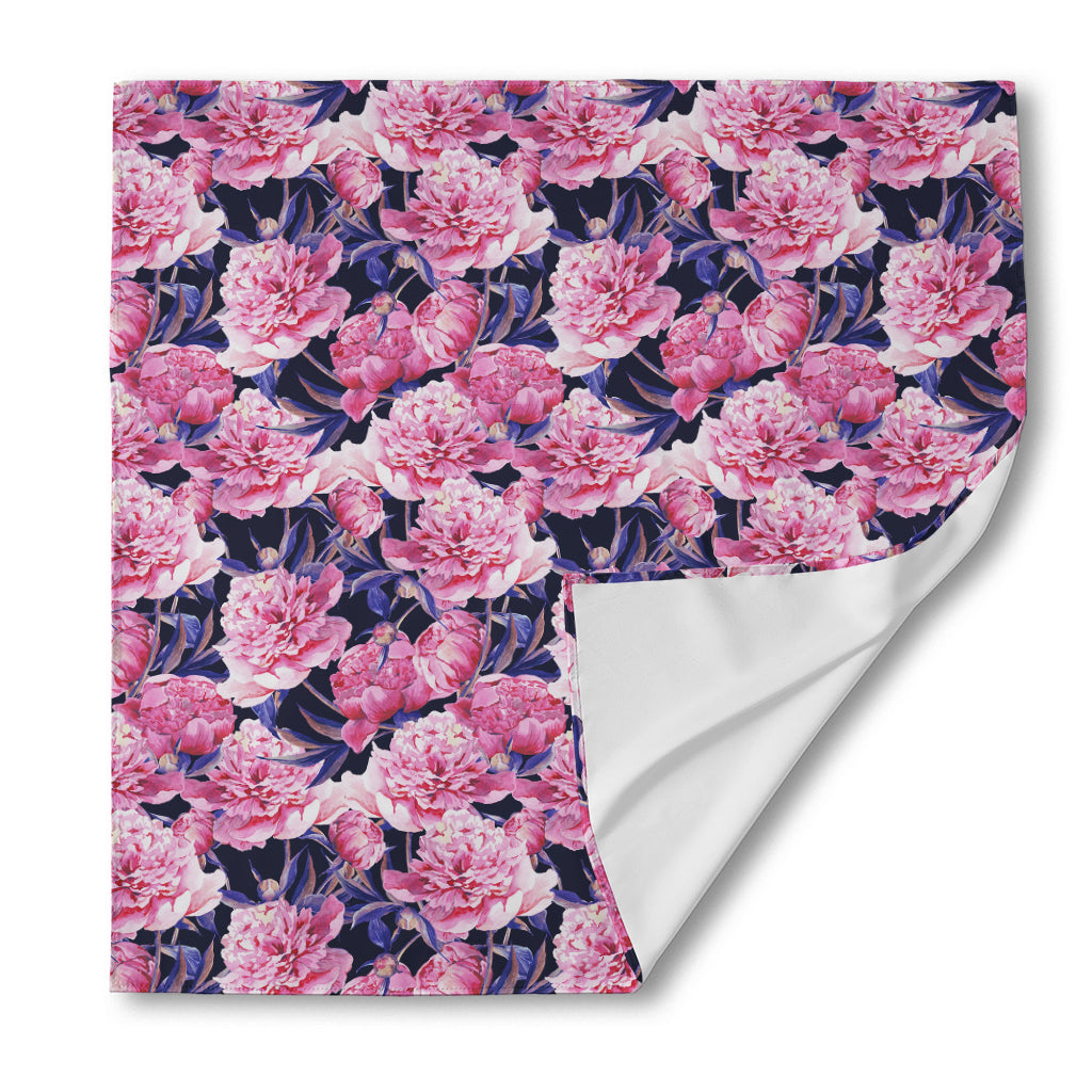 Vintage Pink Peony Floral Print Silk Bandana
