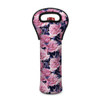 Vintage Pink Peony Floral Print Single Neoprene Wine Tote