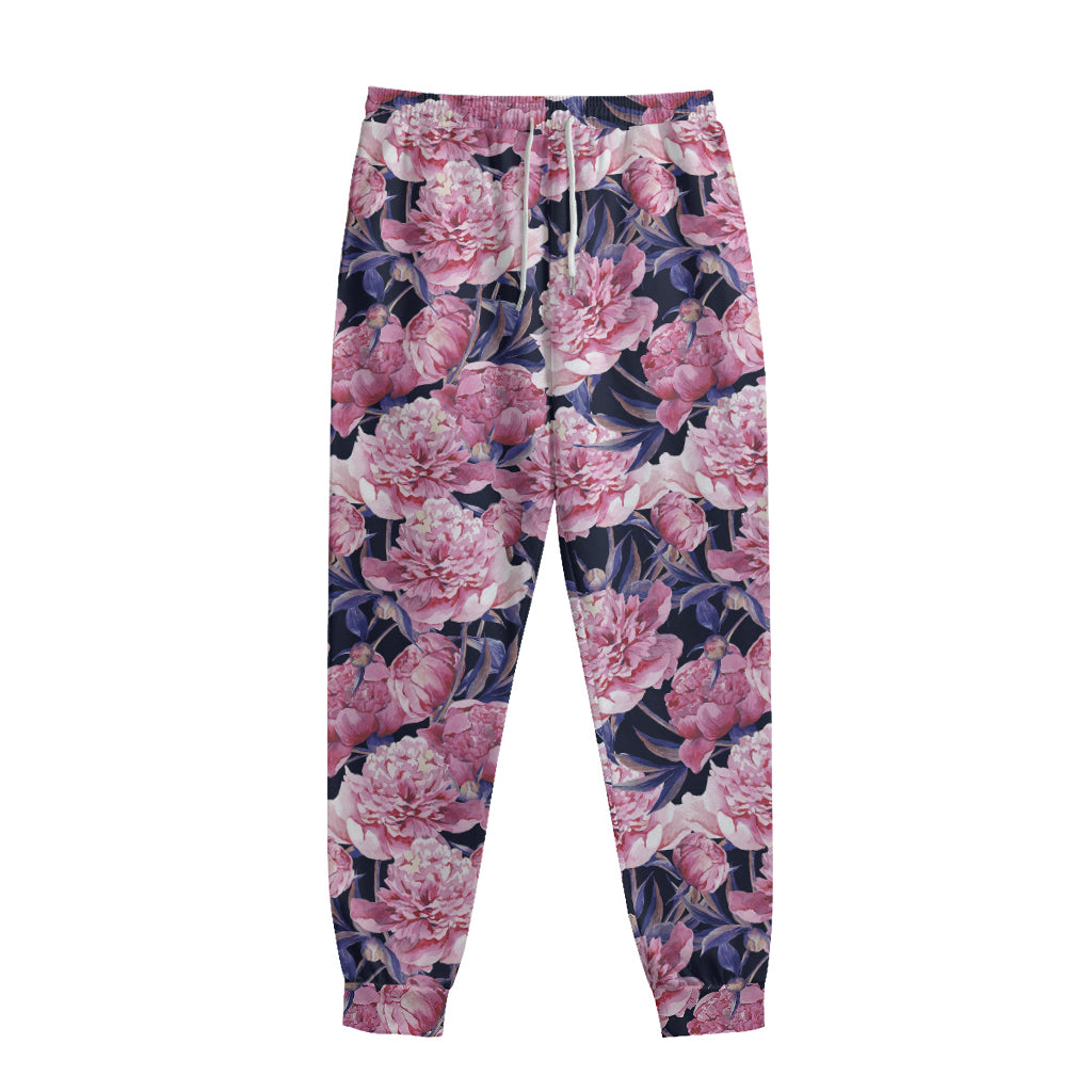 Vintage Pink Peony Floral Print Sweatpants