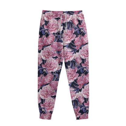 Vintage Pink Peony Floral Print Sweatpants